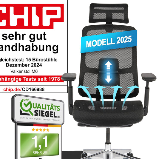 M2 Ergonomic Office Chair, Test Winner with Adjustable Armrest without Headrest for Maximum Freedom of Movement, Back-Friendly, Comfortable Desk Chair for Office and Home Office Chair