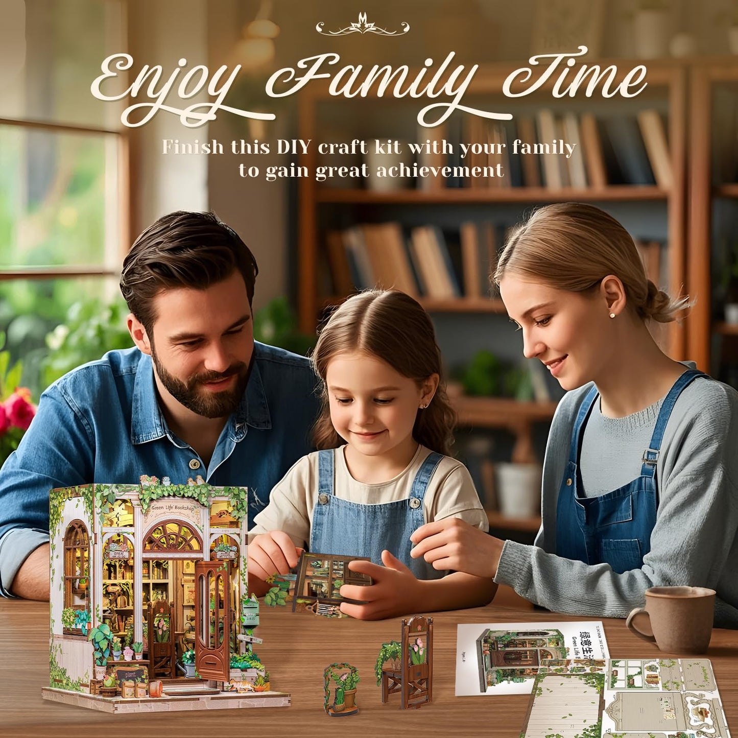 CUTEBEE Book Nook Kit – DIY Puppenhaus Häuser, Miniatur Haus Selber Bauen für Erwachsene, 3D-Holzpuzzle & Buchstütze | Kreatives Set für Bücherregal Dekor | Geschenk,199 PCS (Champs-Élysées Florist)