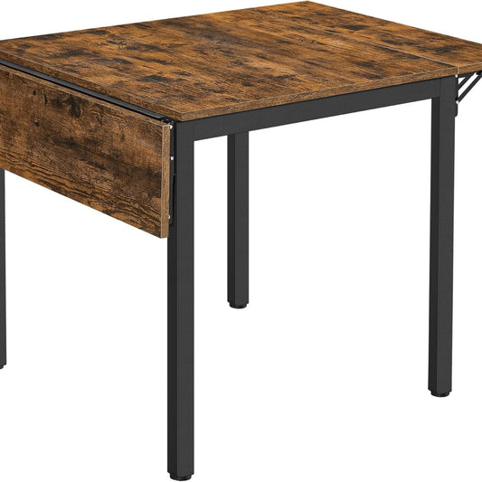 VASAGLE Dining Table Folding Kitchen Table 2-4 Seater Small Space Vintage Brown Ink Black KDT077B01