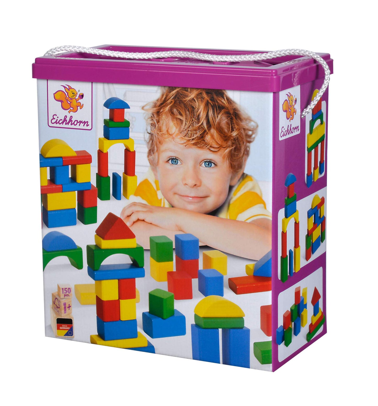 Eichhorn Colourful Wooden Building Blocks In One Shape, 25 mm