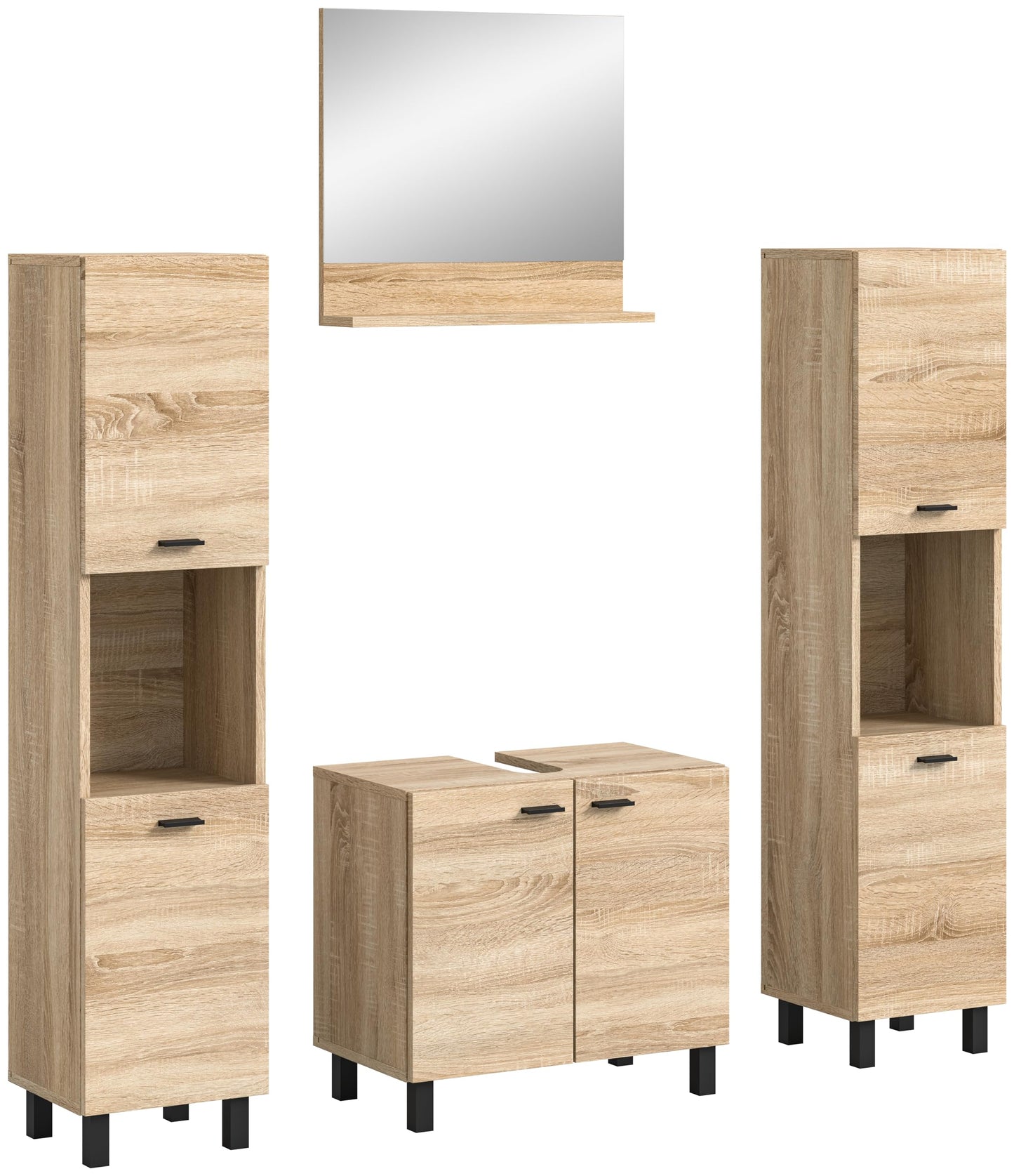 Boston Bathroom Cabinet, Standing Wall Cabinet, Hanging Cabinet, Wall Cabinet, Sonoma Oak Wood, Approx. 30 x 80 x 29 cm, Floor Standing/Hanging Mountable