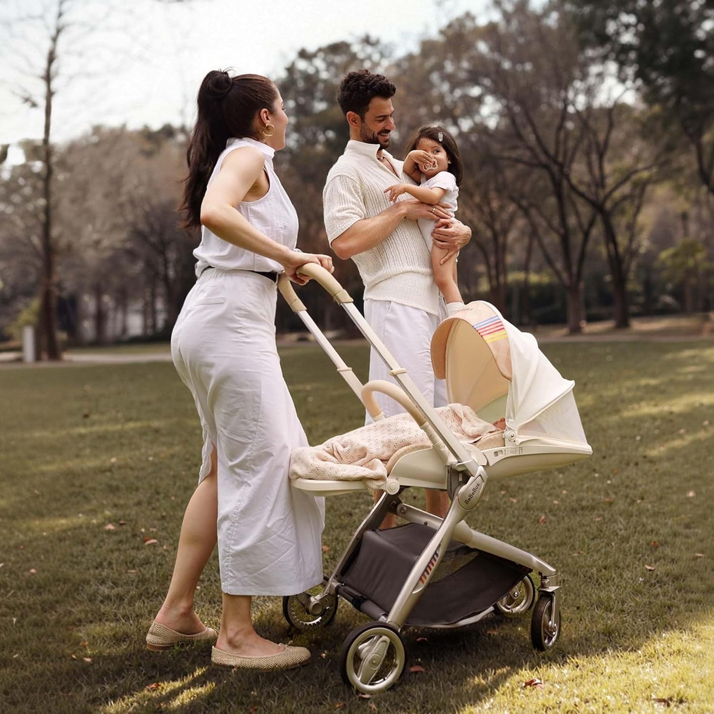 Bebebus Folding Compact Pushchair 4 Wheel Padded Pushchair Multi-Function Adjustable in Both Directions Foldable Suitable for Babies from Birth to 22kg