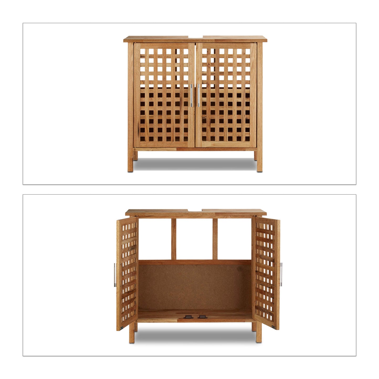 Relaxdays Vanity Unit, Walnut, 61 x 66 x 29 cm (H x W x D), Solid and Durable Bathroom Cabinet for Wash Basin or Vanity Unit, Light Wood, Natural