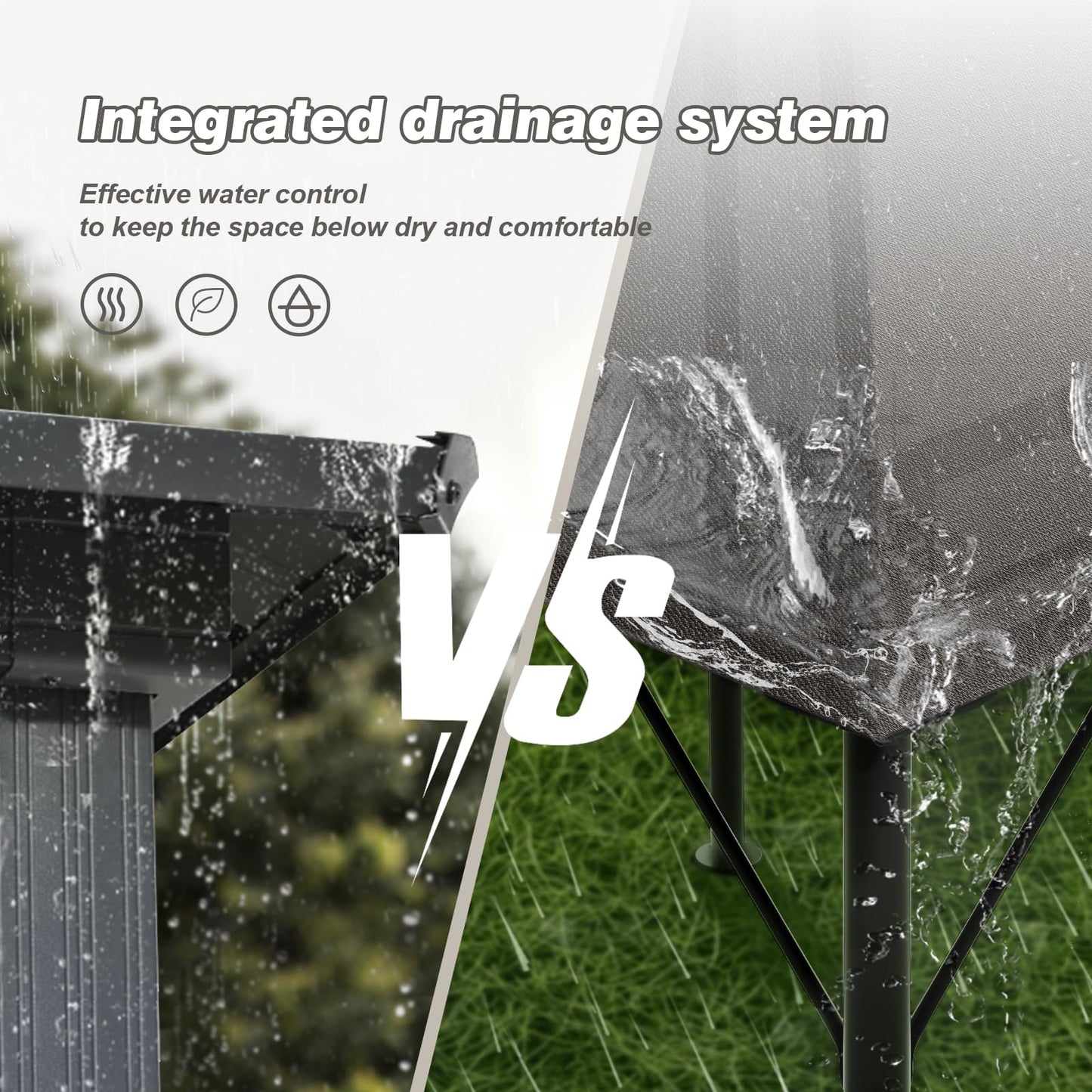 Devoko Garden Gazebo 3 x 3 Waterproof Stable Winterproof Deluxe Gazebo, UV Protection 50+ Double Roof Party Tent, Garden Tent, Patio Gazebo for Festivals, Events, Parties for 4-6 People, Beige