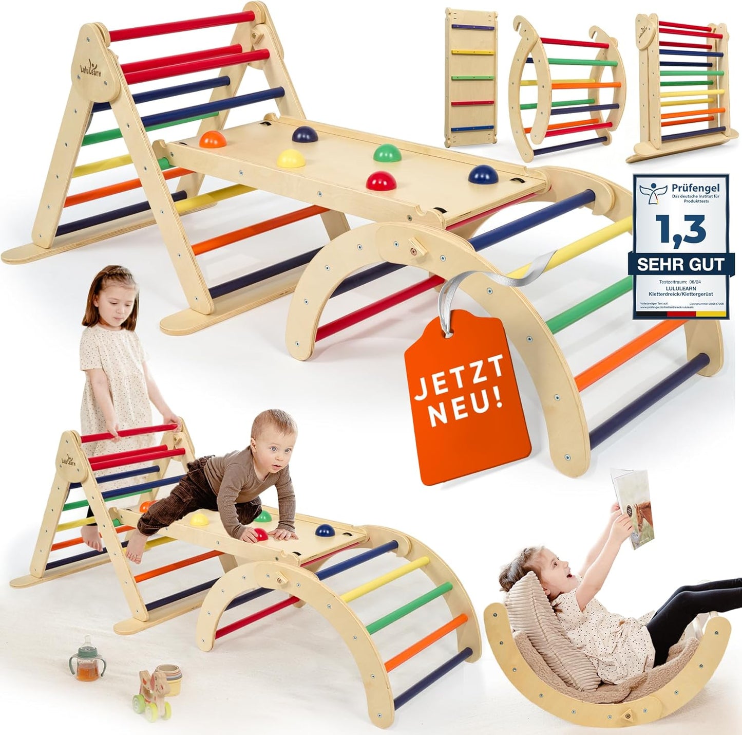 Lululearn® Climbing Triangle, Climbing Arch & Ramp [Foldable] Ideal for Indoor & Garden - Climbing Frame from 1 Year, Montessori Toy for Active Learning - Discover Now! (White)