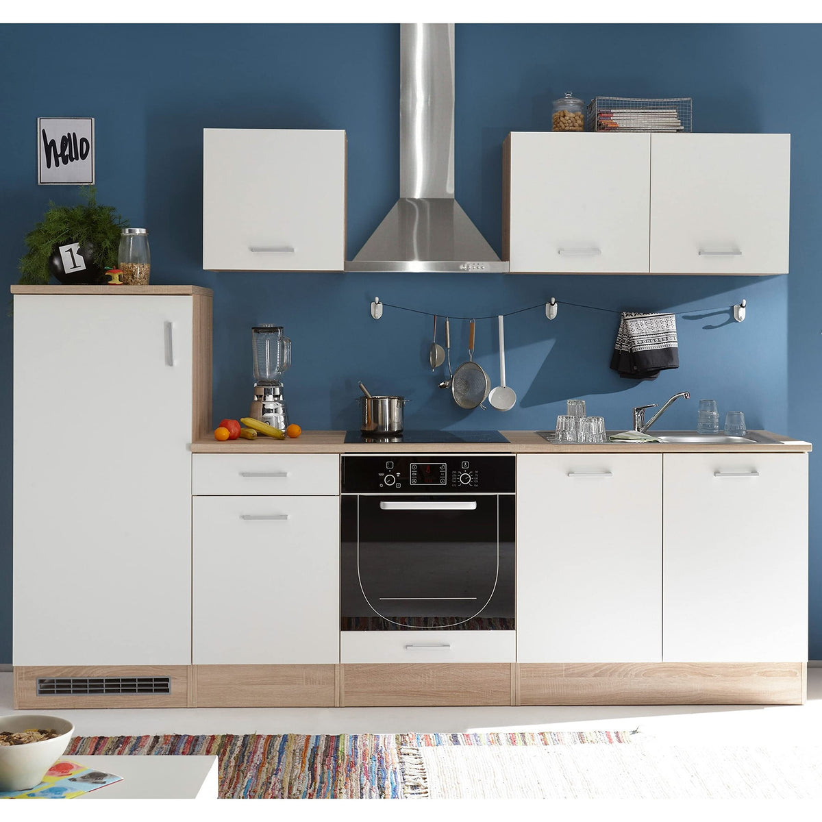 ANDY Modern Base Unit for Kitchen, 2 Doors in Sonoma Oak Finish, Matte White, Spacious Kitchen Unit, Plenty of Storage Space, 100 x 90 x 60 cm (W x H x D)