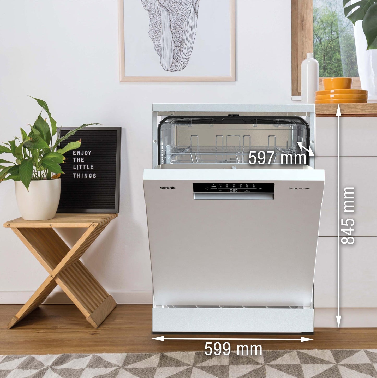Gorenje GS643C90W Dishwasher/Freestanding/60 Width/16 Place Settings/6 Programmes/TotalDry/Total AquaStop/MultiClack/FlexUse/Intensive Programme/Crystal Glass/Energy Efficiency: C/Dimensions (H x W x
