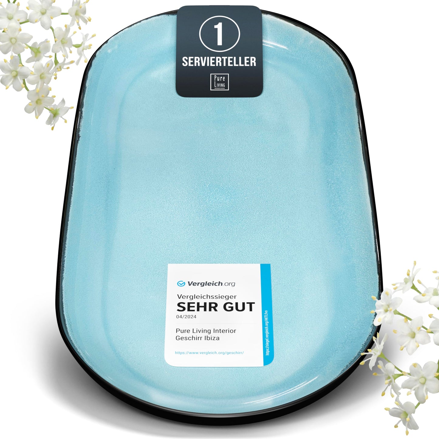 Ibiza Stoneware Crockery Set for 12 People, 48 Pieces, Test Winner, Dreamlike Mediterranean Stoneware Crockery Set, Bowl and Plate Set, Dinner Service for 12 People, Pure Living Crockery Sets in Deep