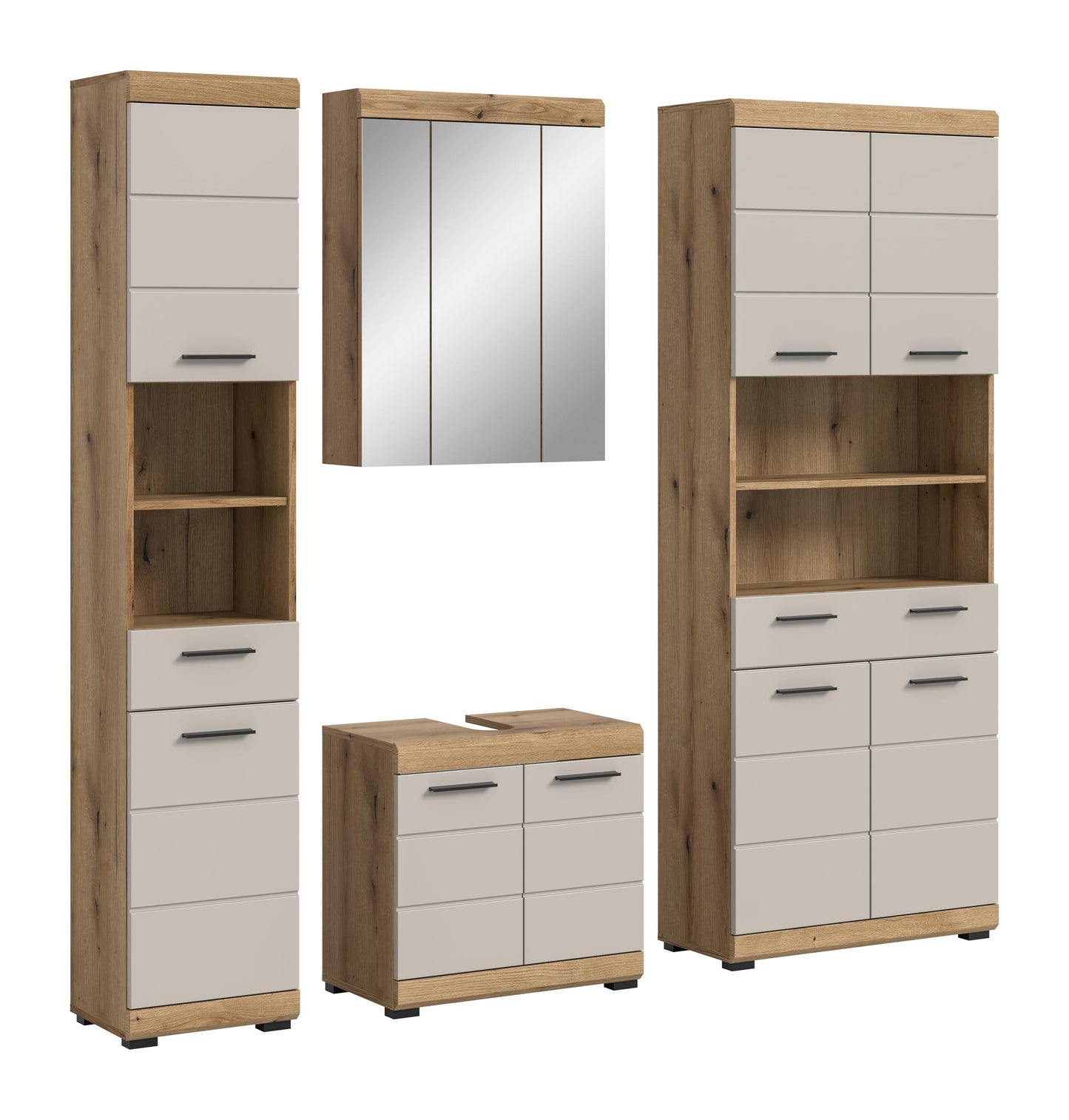 Badezimmer Scout X06B2723 Wall-Mounted Cupboard Wide Cabinet in Front White High Gloss Body Smoke Silver Nb. Approx. 74 x 79 x 24 cm