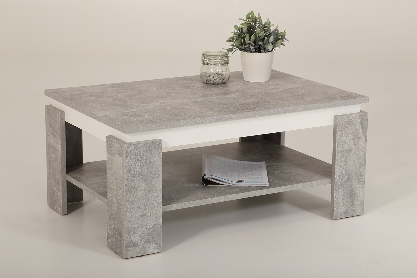 Hela Tische, Tim Coffee Table, Square Sofa Table, Melamine-Coated Wood Material, Coloured Table Wreath, Concrete Look/Anthracite, 68 x 68 x 41 cm