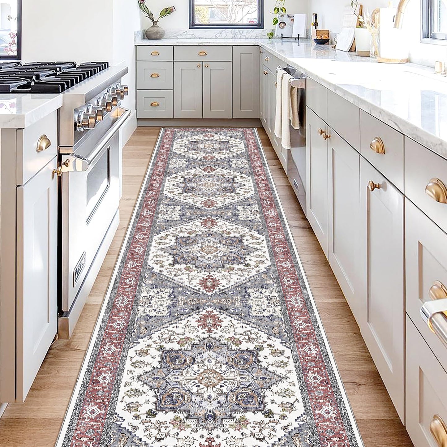 OPPODREAM Soft Area Rugs 4x6, Low-Pile Washable Rugs 4x6 with Non Slip Backing, Faux Cashmere 4 x 6 Throw Carpet, Purple