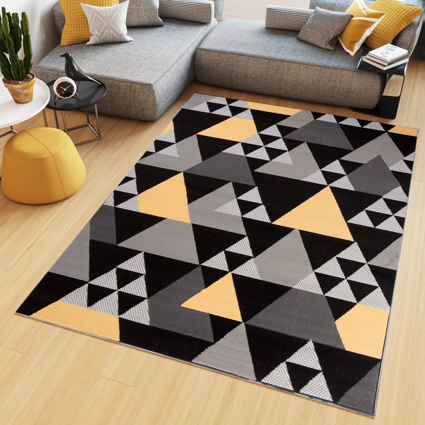 TAPISO Maya Kollektion Teppich Kurzflor Modern Grau Weiß Dunkelgrau Schwarz Blau Meliert Figuren Design Wohnzimmer Schlafzimmer Jugendzimmer ÖKOTEX 120 x 170 cm