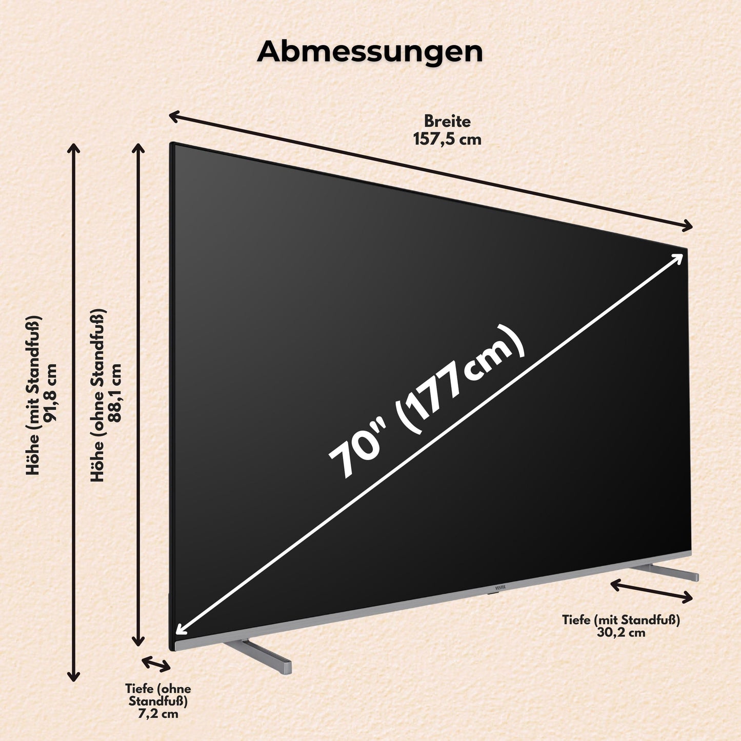 Vestel Fernseher 50 Zoll Smart TV Powered by TiVo, 4K UHD Fernseher mit Dolby Vision HDR, Dolby Atmos und integriertem Triple-Tuner, LED TV 50UT9740 schwarz