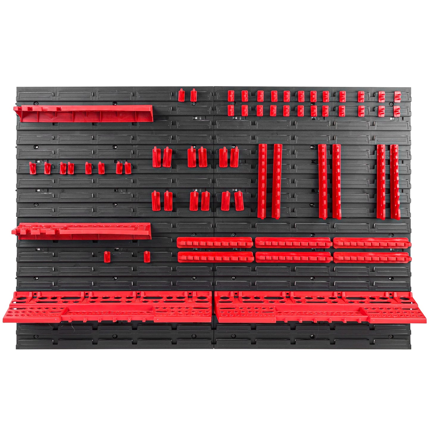 Storage System Wall Shelf 230 x 78 cm, Tool Holders, 46 Pieces Stacking Boxes, Storage Shelves, Storage Boxes, Extra-Strong Wall Shelves, Expandable Workshop Shelving, Workshop Shelves