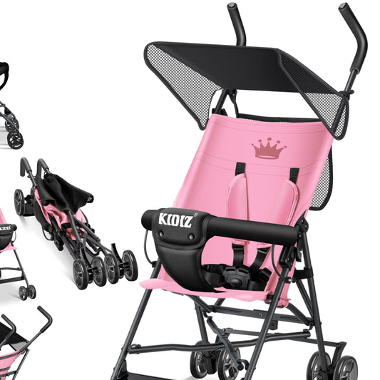 KIDIZ® City Buggy Foldable 360° 4 Inch Wheels Including Sun and Rain Cover Foldable 5-Point Safety Belt from 6 Months Anthracite