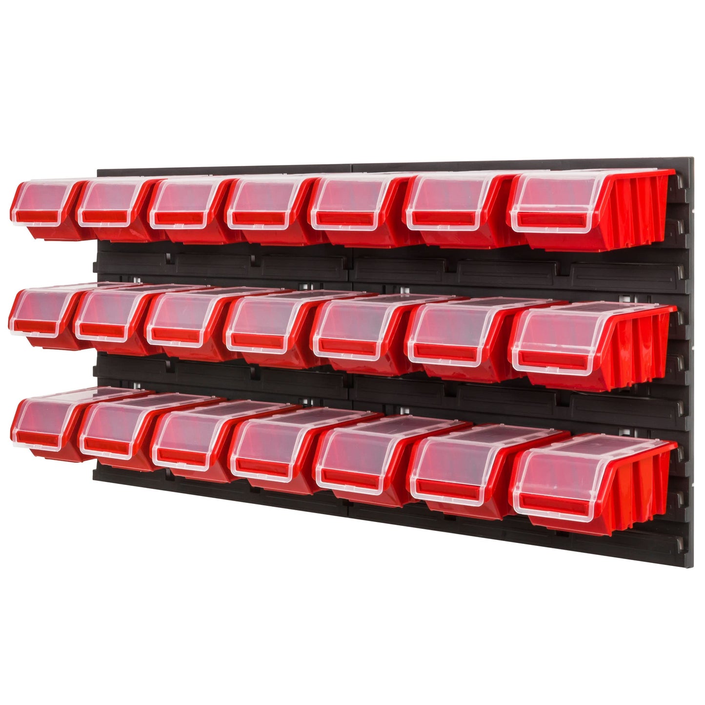Storage System Workshop Shelf, 78 x 39 cm, Pack of 21 Box, Wall Shelf with Stacking Boxes, Wall Plates, Extra Strong Chute Shelf, Warehouse Perforated Wall, Storage Shelf, Garage Shelf (Red)