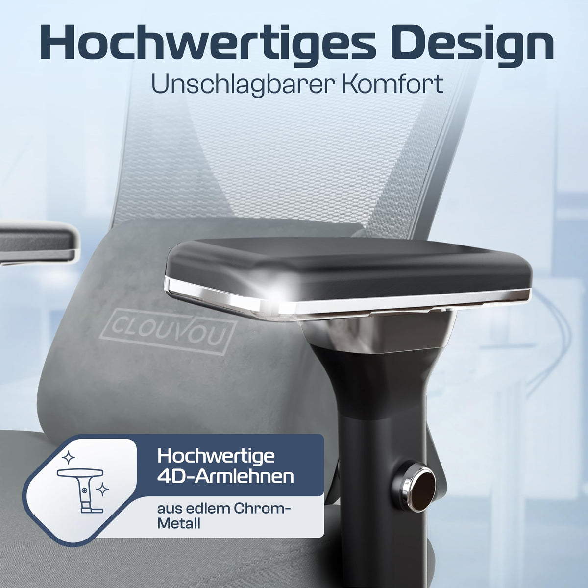 CLOUVOU BrightSeat Ergonomic Office Chair [Test Winner] Desk Chair 100% Individually Adjustable Office Chair & Gaming Chair Computer Chair Home Office Chair Ergonomic Swivel Chair 150 kg
