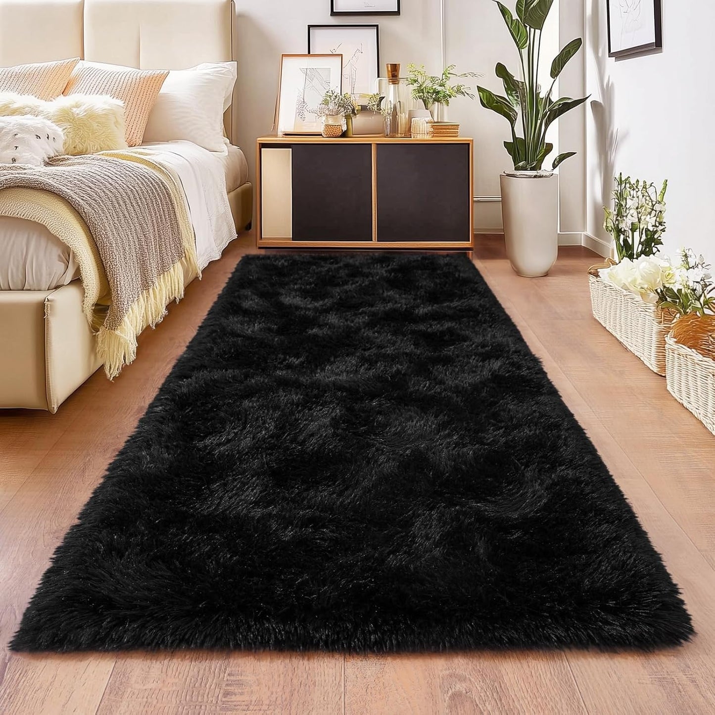 BSGIFT High Pile Rug, Grey, 160 x 230 cm, Shaggy Long Pile Fluffy Rug, Living Room, Modern Living Room Rug, Bed Rug, High-Pile Carpet, Non-Slip for Bedroom, Children's Room
