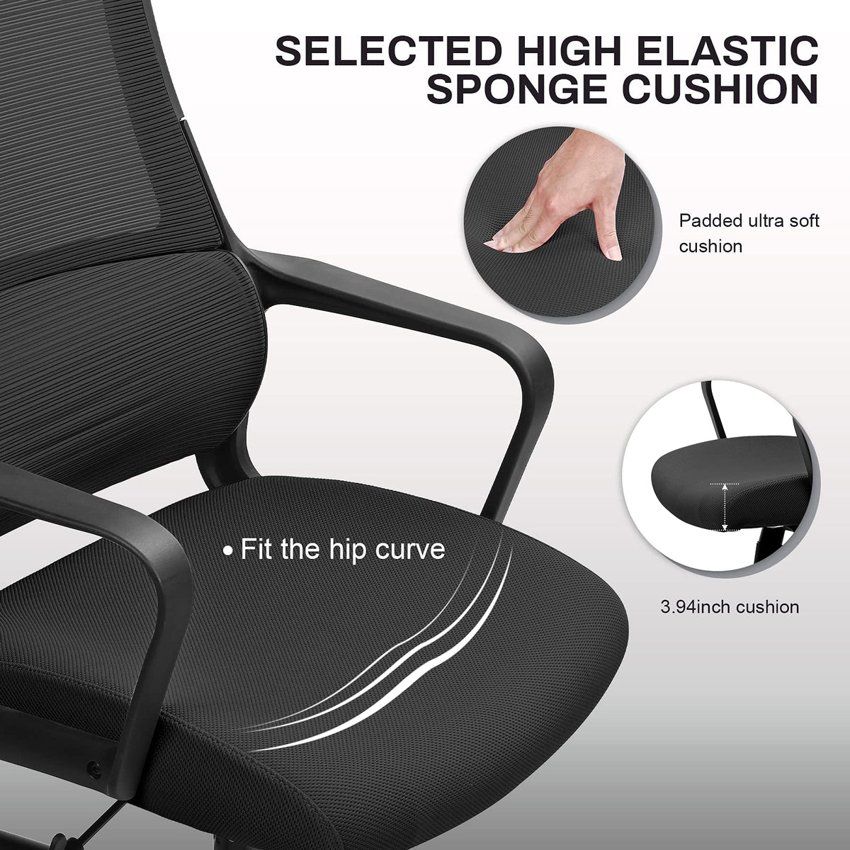 Ergonomic Office Chair with Height Adjustable Headrest, High Back, Lumbar Support, Silent Casters, Heavy Duty Chair for Conference Workspace Area, EN1335 Standard (Grey)