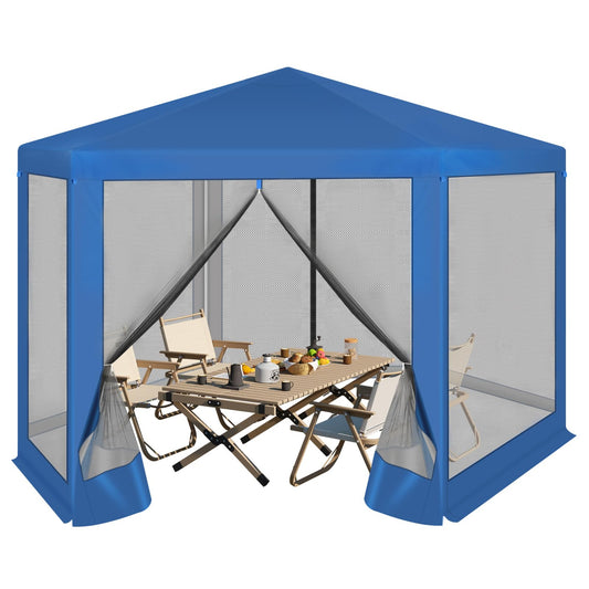 WOLTU Gazebo 3.8 x 3.3 m Square Garden Gazebo with Side Walls Mosquito Net Garden Arbour Metal Party Tent Easy Assembly without Tools for Garden Patio Yard Blue