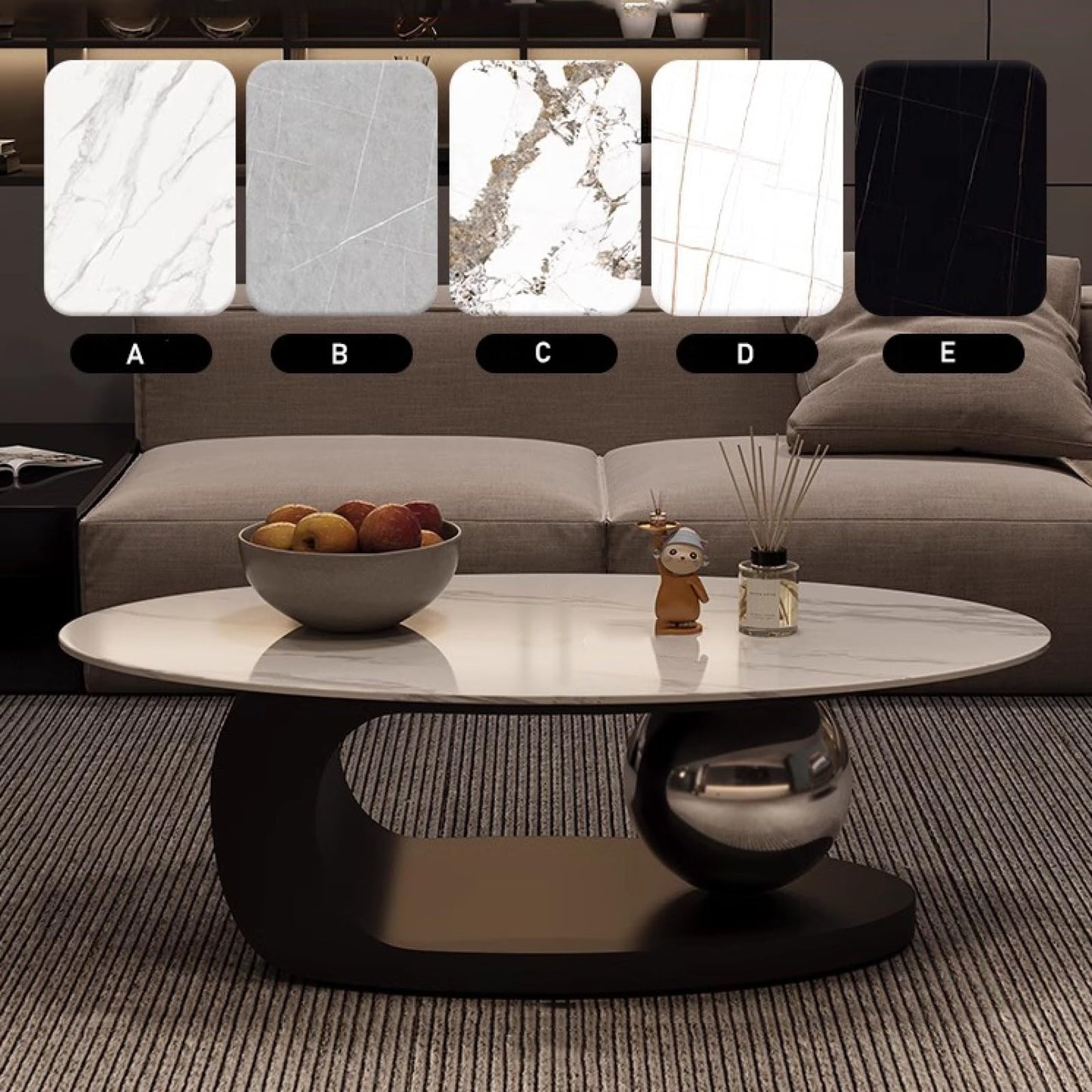 Luxury Marble Coffee Table with Golden Metal Bracket and Stone Worktop - Elegant Styling, Unique Design, Easy to Clean