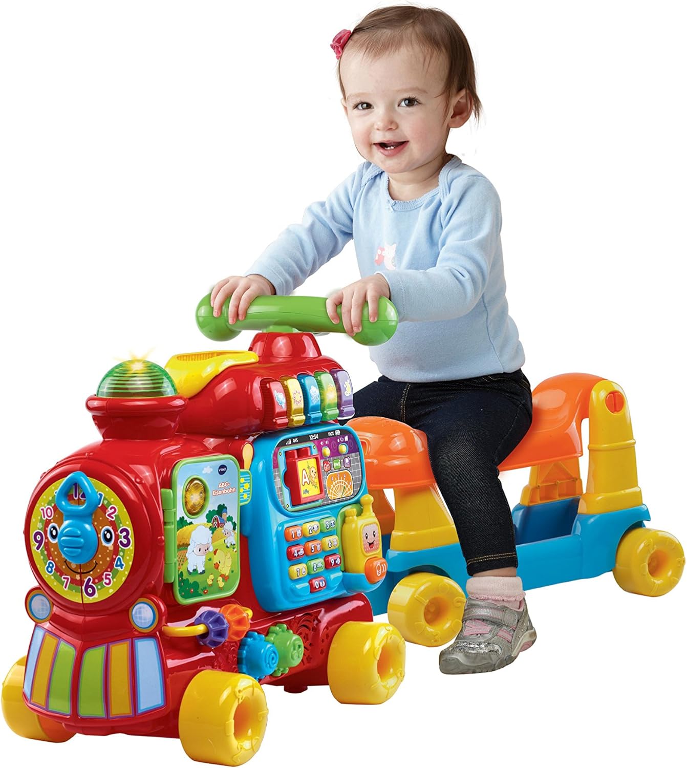 VTech Baby ABC Railway - Ride-on Vehicle, Pull or Walker and Play Board with Numbers, Letters, Colours, Animals and Music - For Children Aged 12-36 Months