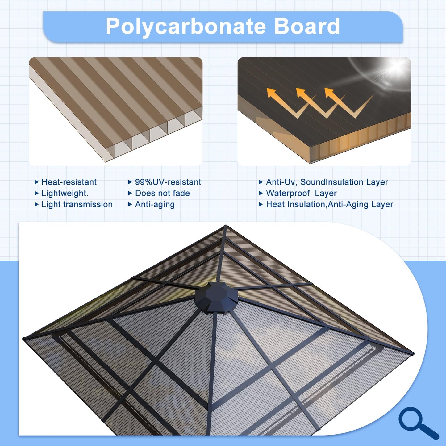 Gazebo 3 x 3 Waterproof Stable Winterproof Aluminium Garden Gazebo with Fixed Roof Protection UV Suitable for Outdoor Scenes Grey