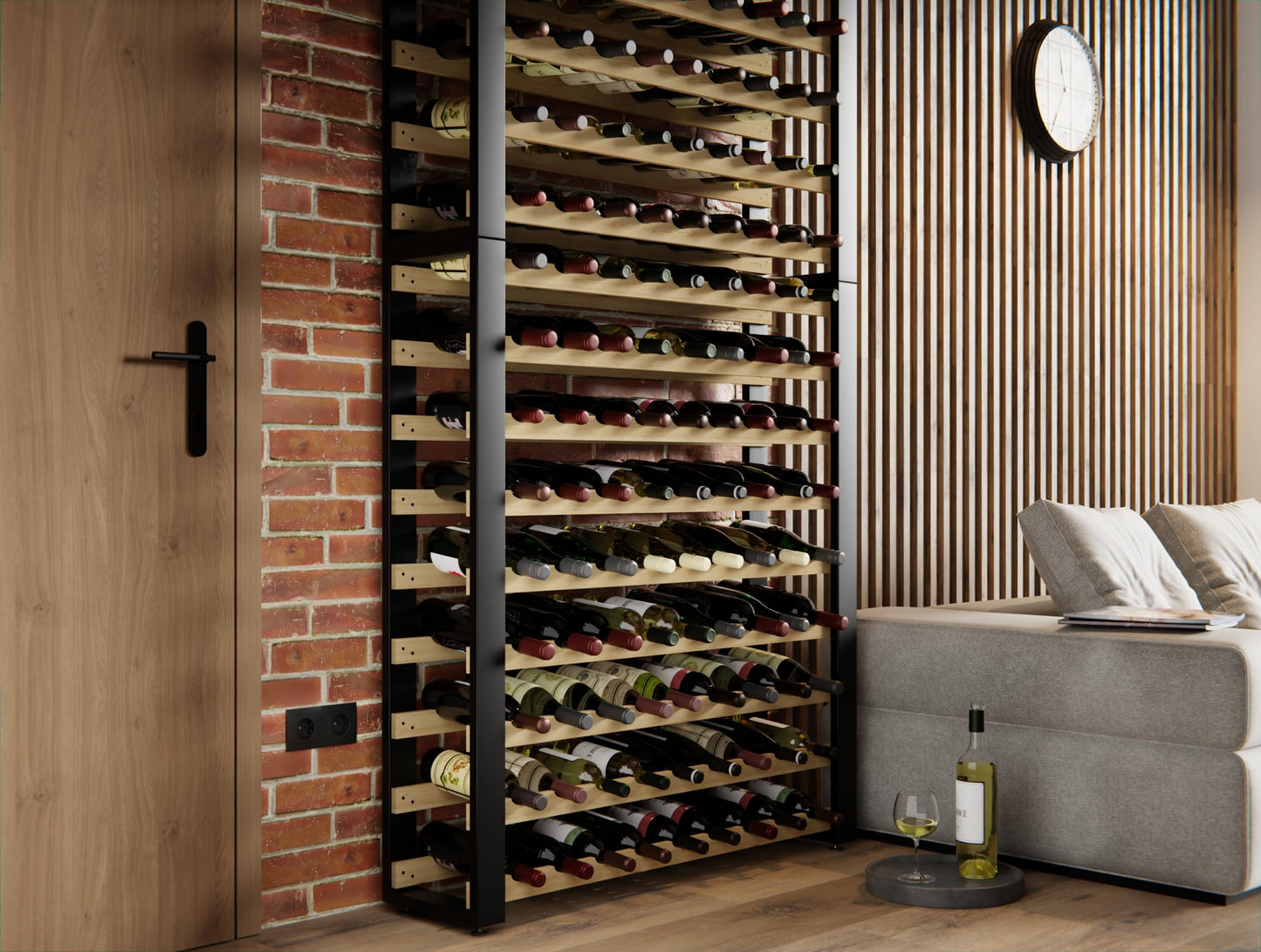 Lenmar RW Series Wooden Wine Rack for Bottles, Loft, Bottles, Wine, Bottle Rack, Cellar Rack, Shelves, Bottle Holder, Wine Stand, etc. (Loft 135, 204 x 104 x 27, 135 Bottles)