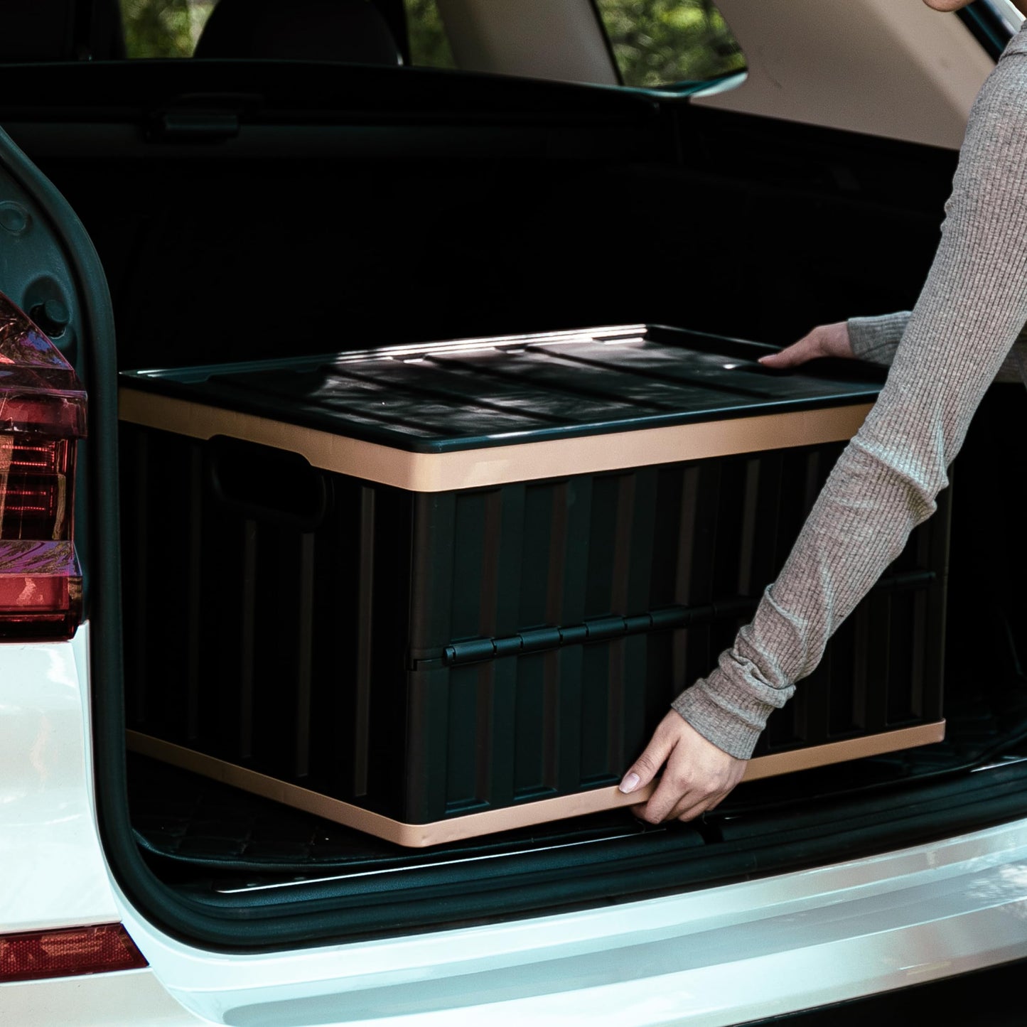 Citylife Set of 4 64 L Folding Box with Lid, Foldable Camping Box, Collapsible Storage Bins for Organising Large Heavy Outdoor, Bathroom, Kitchen, Office, Living Room (Grey)