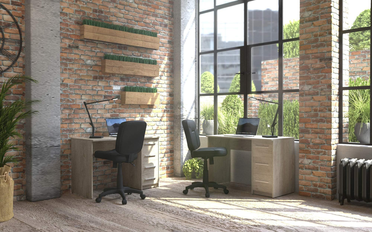 Amazon brand - Movian Idro modern desk, computer desk with 3 drawers, 56 x 110 x 73.5, white