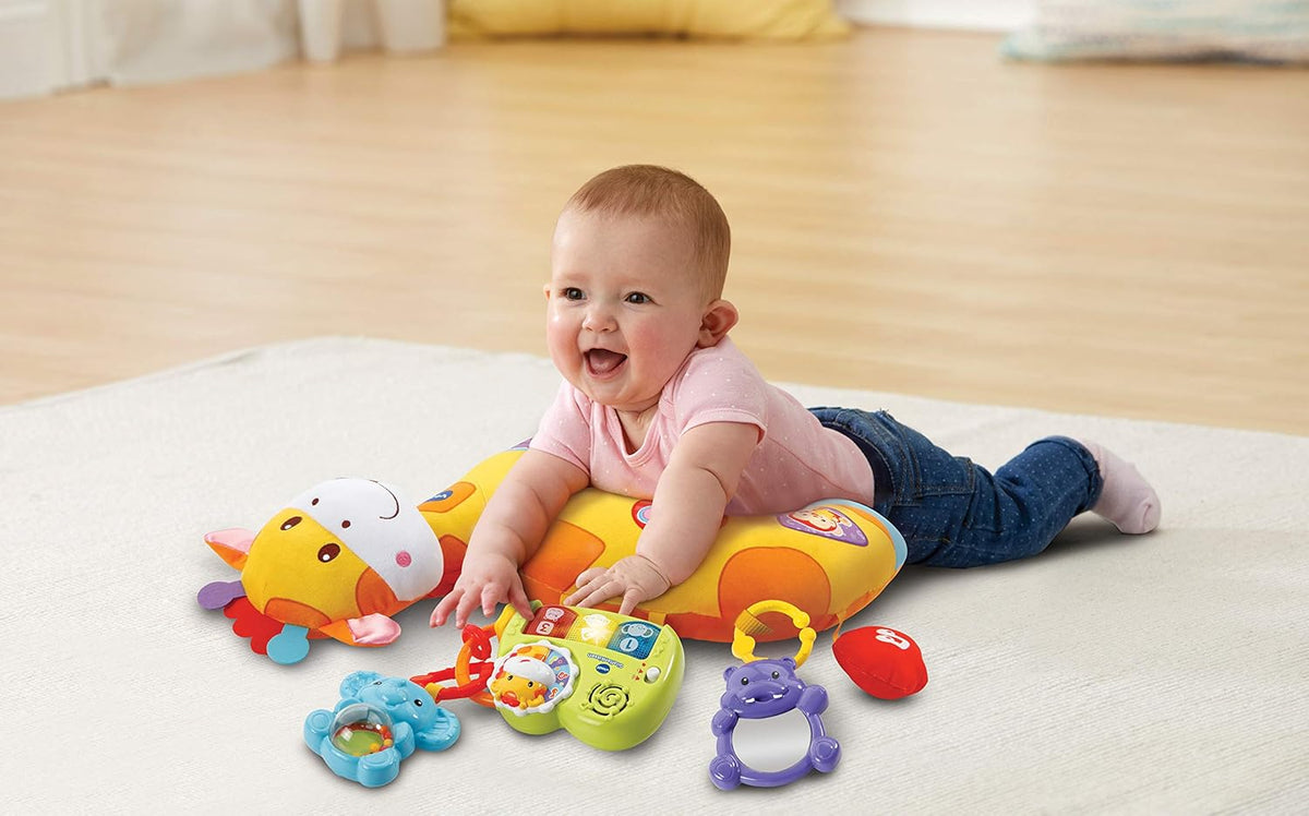 Vtech 80-506804 Baby Giraffe Cushion for Toddlers, Plush Colourful Toy