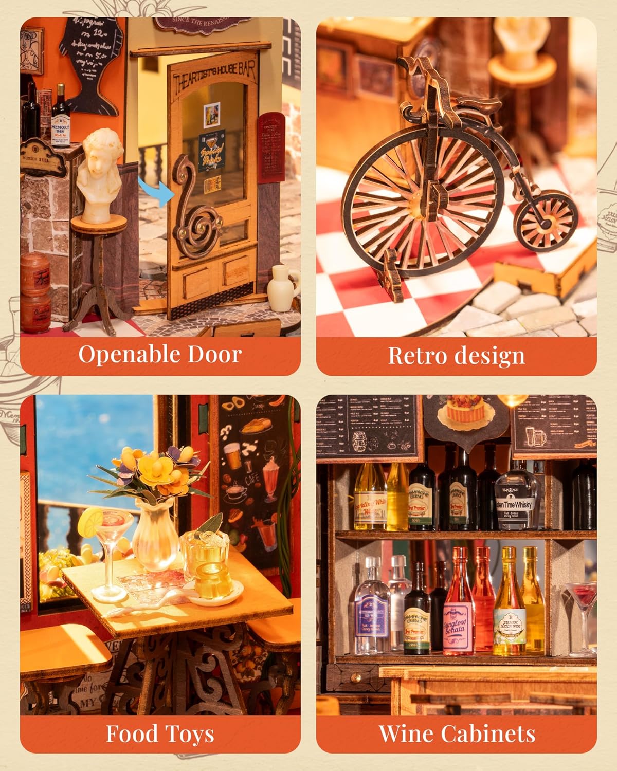 Rolife DIY Miniature House Kit Cheers Bar Model Kits for Adults to Build Miniature Dollhouse Home Decoration Birthday Gift