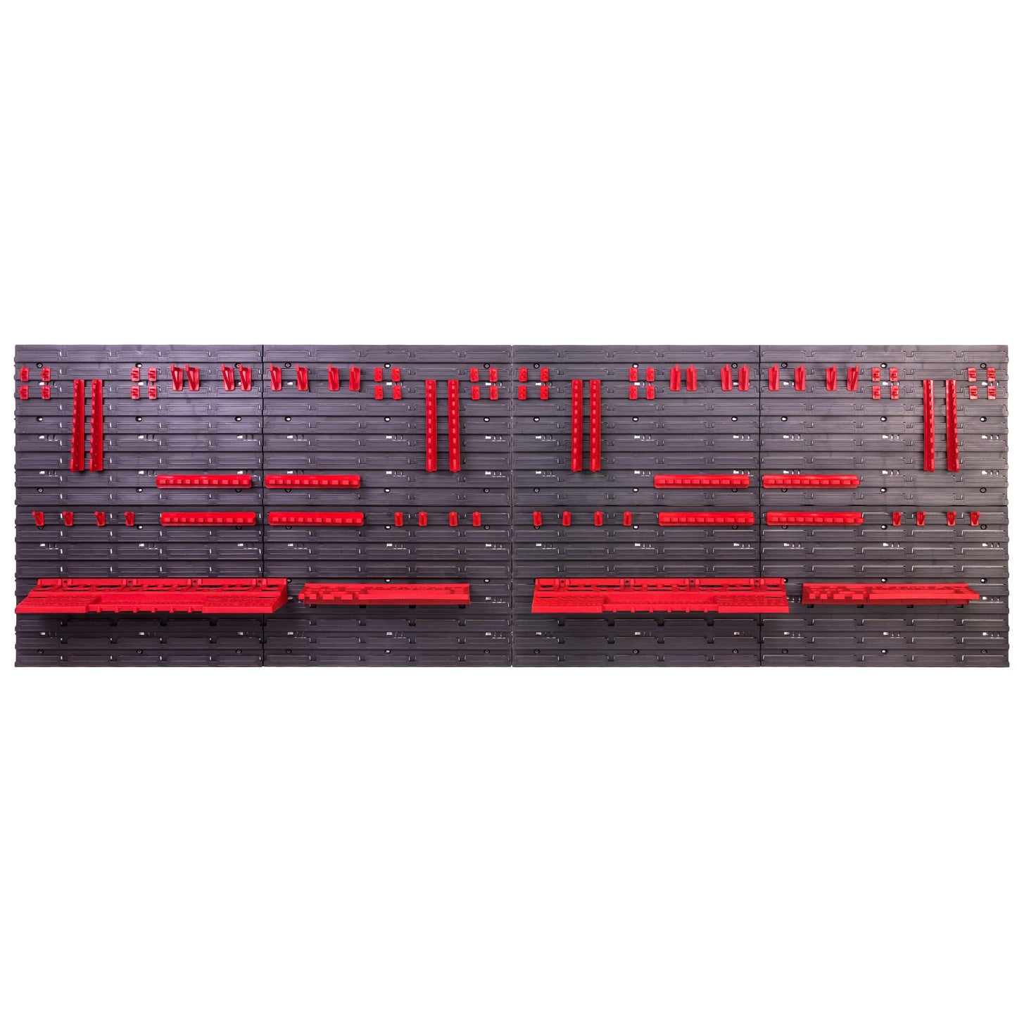Storage System Wall Shelf 230 x 78 cm, Tool Holders, 46 Pieces Stacking Boxes, Storage Shelves, Storage Boxes, Extra-Strong Wall Shelves, Expandable Workshop Shelving, Workshop Shelves