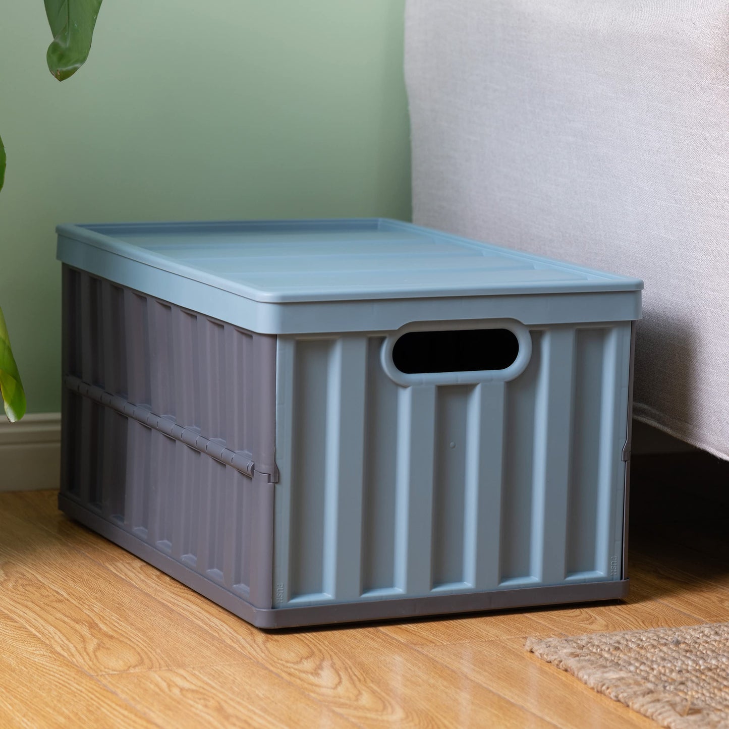 Citylife Set of 4 64 L Folding Box with Lid, Foldable Camping Box, Collapsible Storage Bins for Organising Large Heavy Outdoor, Bathroom, Kitchen, Office, Living Room (Grey)