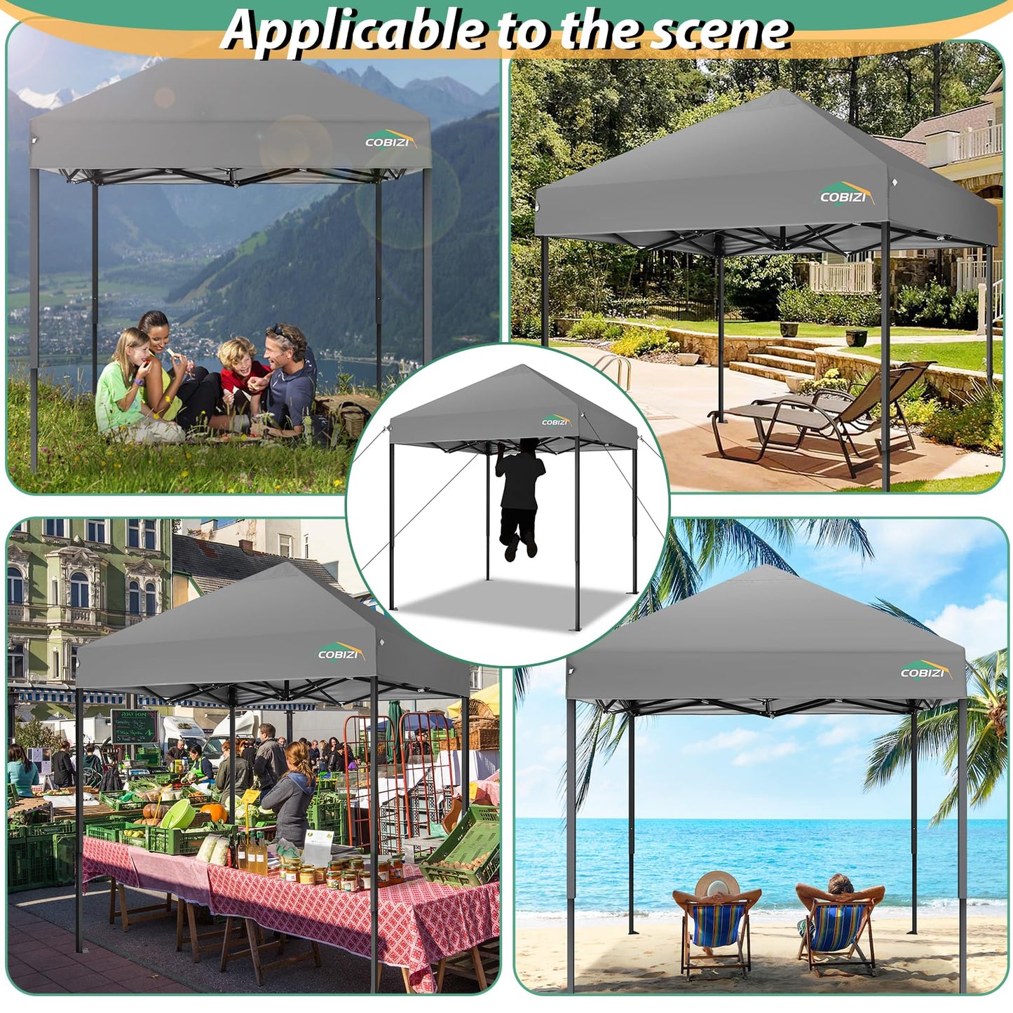 COBIZI Pavillon Faltpavillon 3x3 wasserdicht stabil Winterfest,Outdoor faltbar partyzelt，gartenpavillon mit 4 Seitenteilen und 4 Sandsack und Laufradtasche, Schwarz