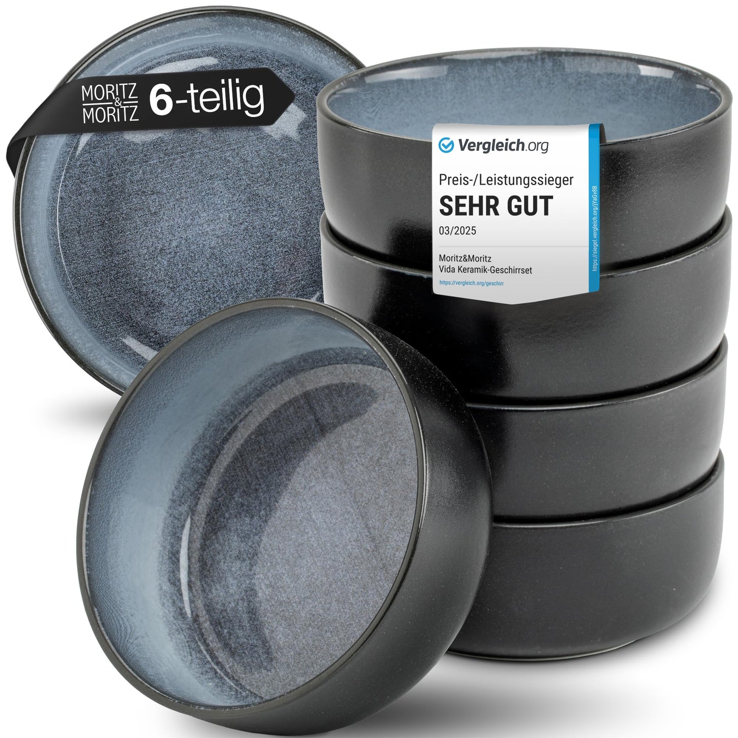 Moritz & Moritz Vida 18-Piece Crockery Set for 6 People, Elegant Plate Set Made of High-Quality Porcelain, Crockery Consisting of 6 x Dinner Plates, 6 x Dessert Plates, 6 x Soup Plates