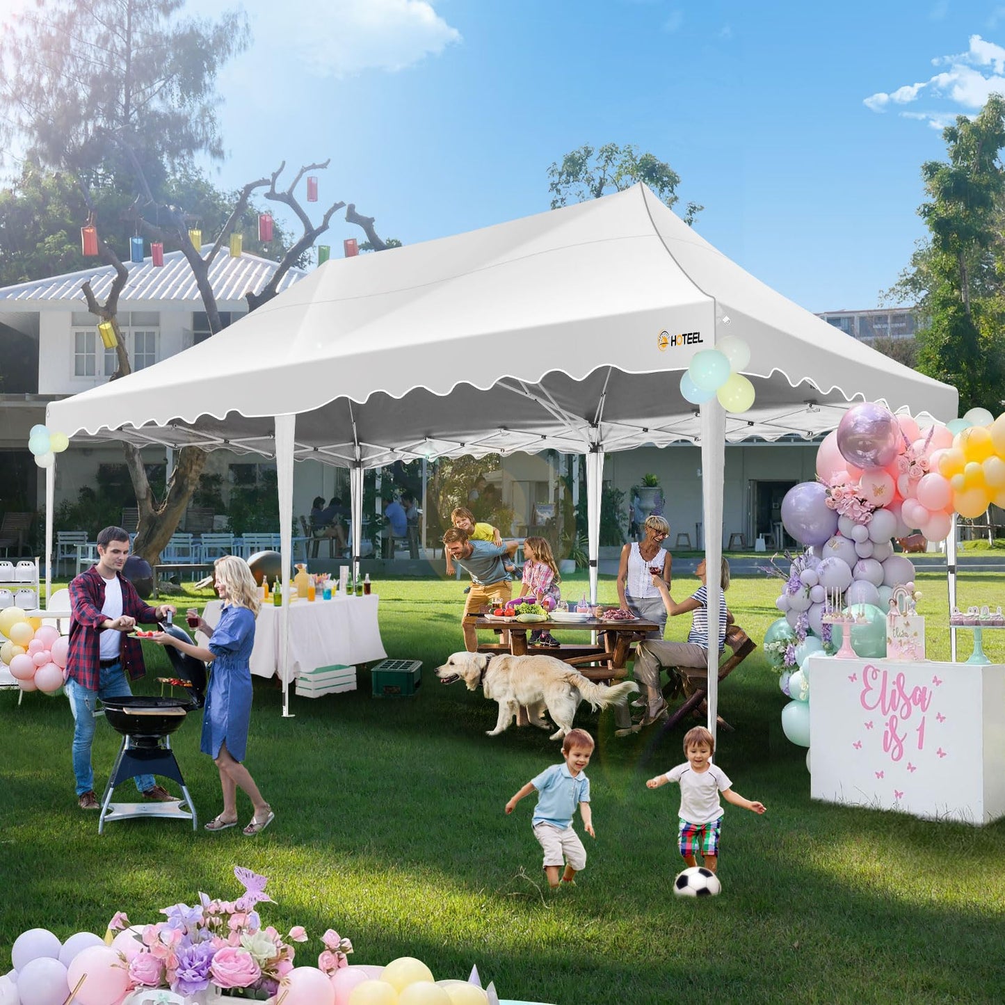 HOTEEL Gazebo 3 x 6 Waterproof Stable with 6 Removable Side Walls, Wave Hem Roof Party Tent 3 x 6 with Wheel Bag and 4 Sand Bags, Folding Gazebo 3 x 6 Parasol for Wedding Market (Grey)