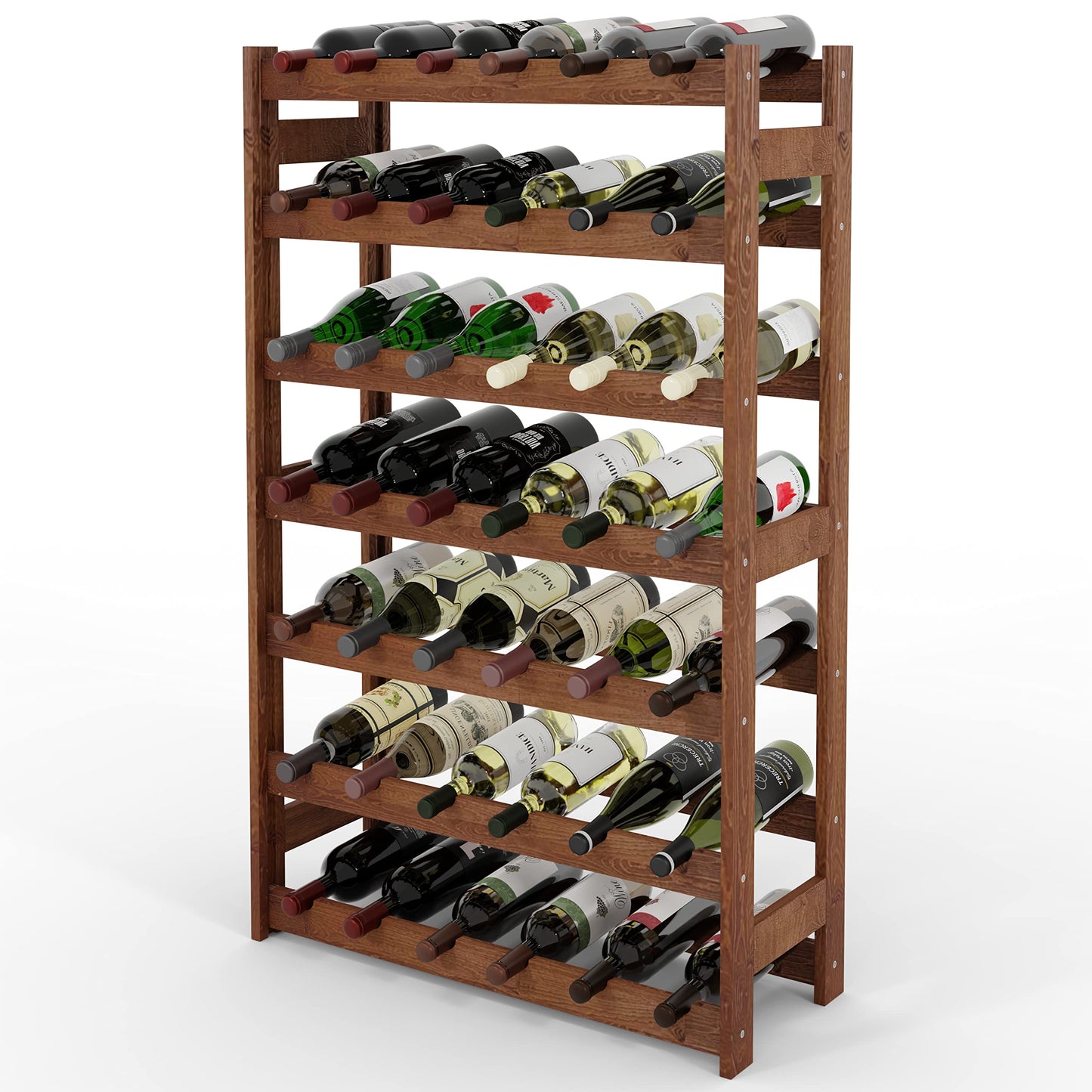 Lenmar, Wooden Wine Rack for Bottles, Natural, RW-1, Wine, Bottle Rack, Cellar Rack, Shelves, Bottle Holder (Natural, RW-1-42, 102 x 63 x 25, Brown, Holds 42 Bottles)
