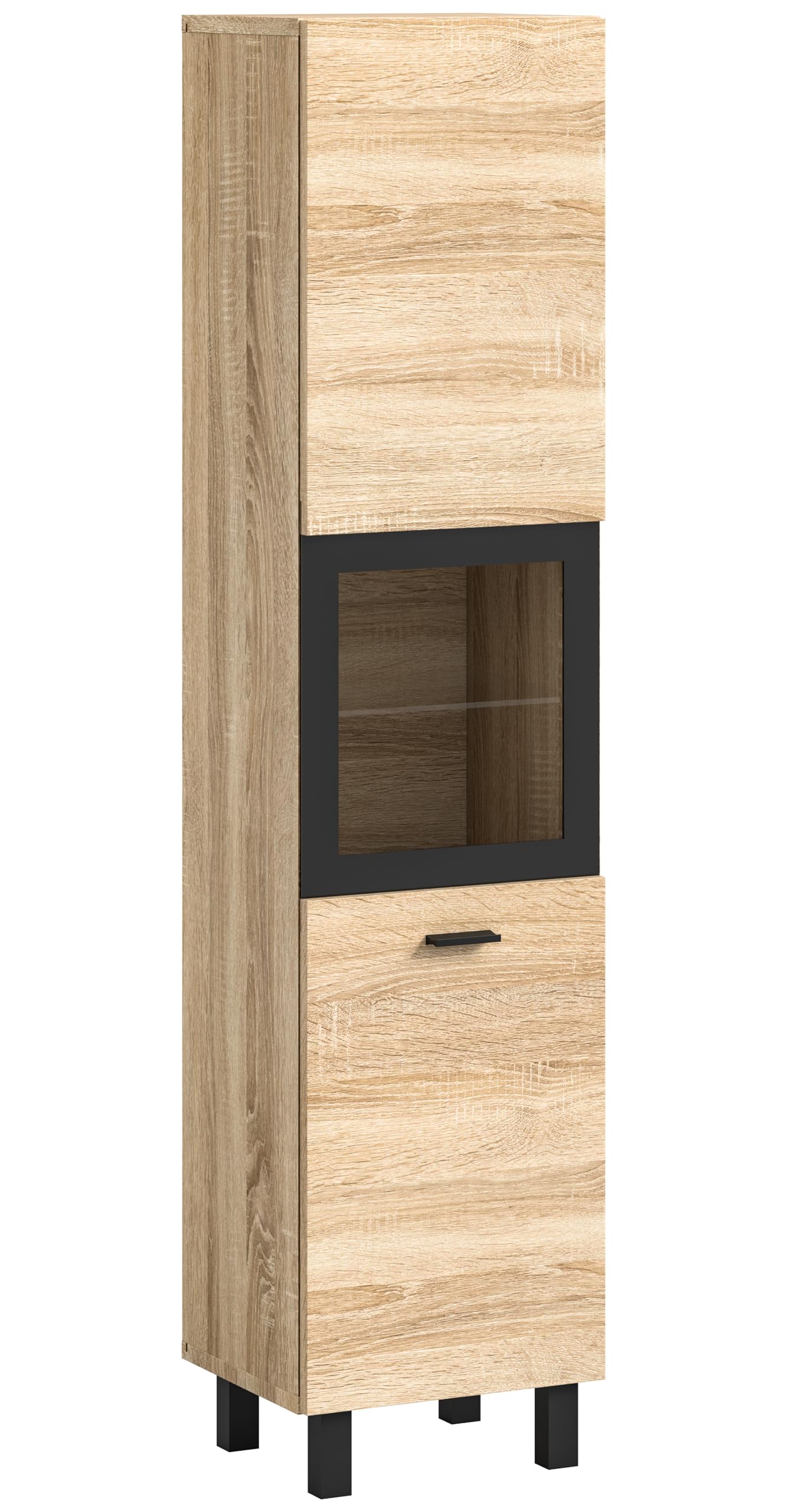 Boston Bathroom Cabinet, Standing Wall Cabinet, Hanging Cabinet, Wall Cabinet, Sonoma Oak Wood, Approx. 30 x 80 x 29 cm, Floor Standing/Hanging Mountable