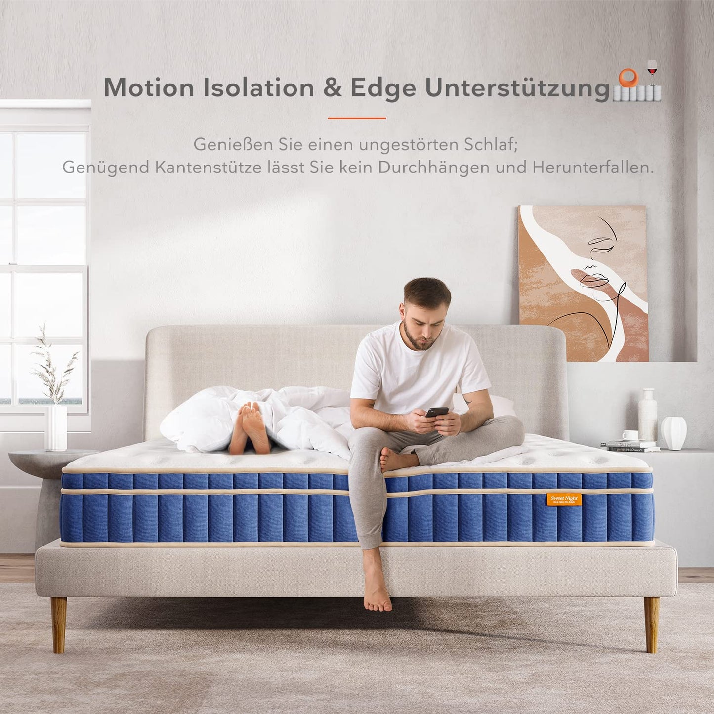 Sweetnight Mattress 160 x 190 cm, Pocket Spring Core Mattress with 7-Zones, Breathable, Orthopaedic, Height 20 cm, Hardness H4