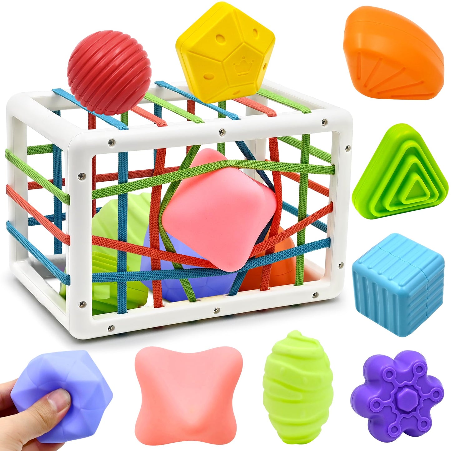 Montessori Baby Toy from 1 Year, Motor Skills Toy, Fine Motor Skills, Preschool Learning Gift, 9 Pieces, Colourful Shape Sorter for Toddlers, Girls, Boys, 1, 2, 3 Years Old