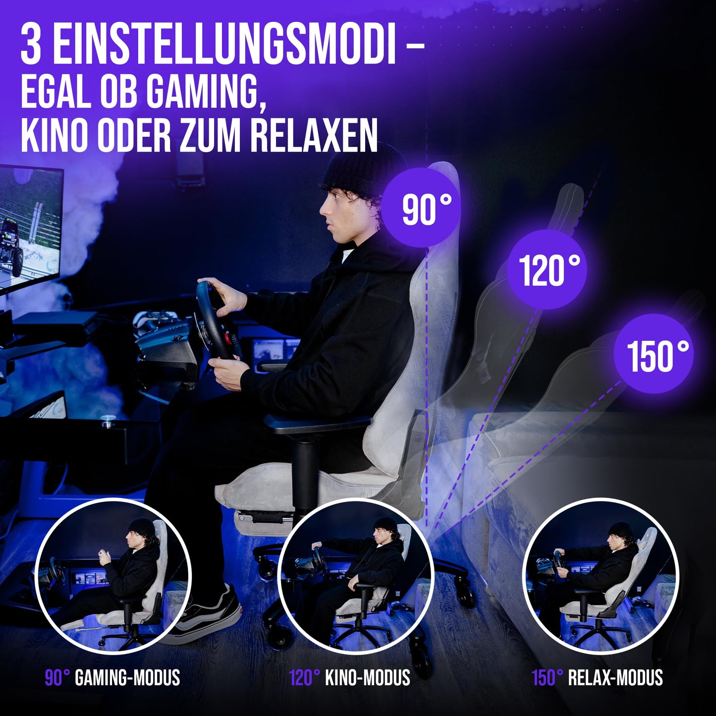 ELITESEATS Ergonomic Gaming Chair [Test Winner] Scratch-Free Wheels Breathable 4D Armrests with Footrest Ergonomic Gaming Chair Fabric 150 kg Load Capacity Gaming Chair Gaming Chair