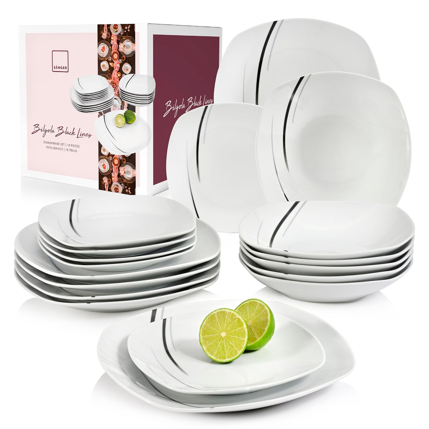 Sänger Bilgola Black Lines Complete Dinner Set