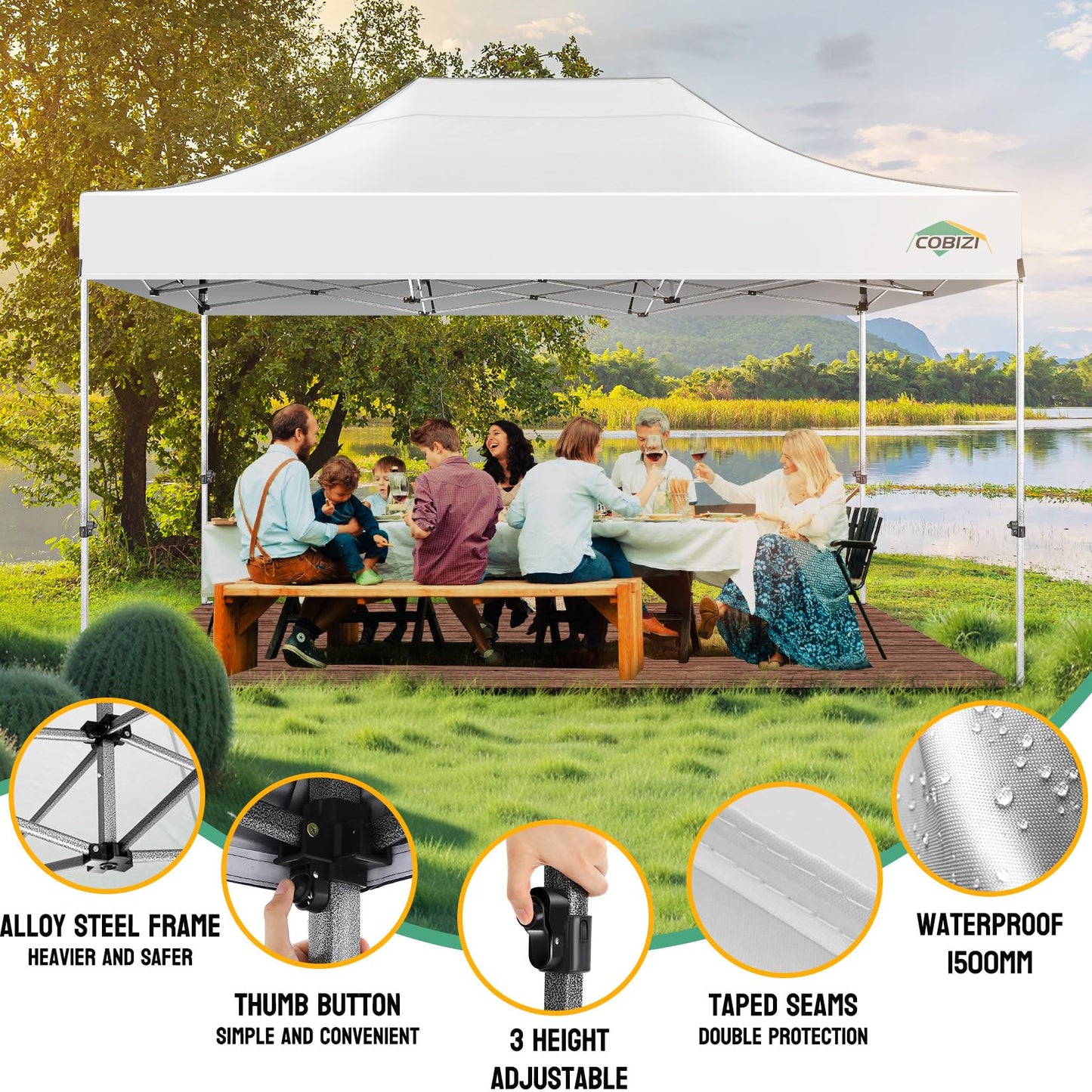 Tooluck Folding Gazebo, 3 x 4.5 m, Waterproof, Stable, Outdoor, Garden Party Tent, UV Protection 50+, with 4 Side Panels, Grey