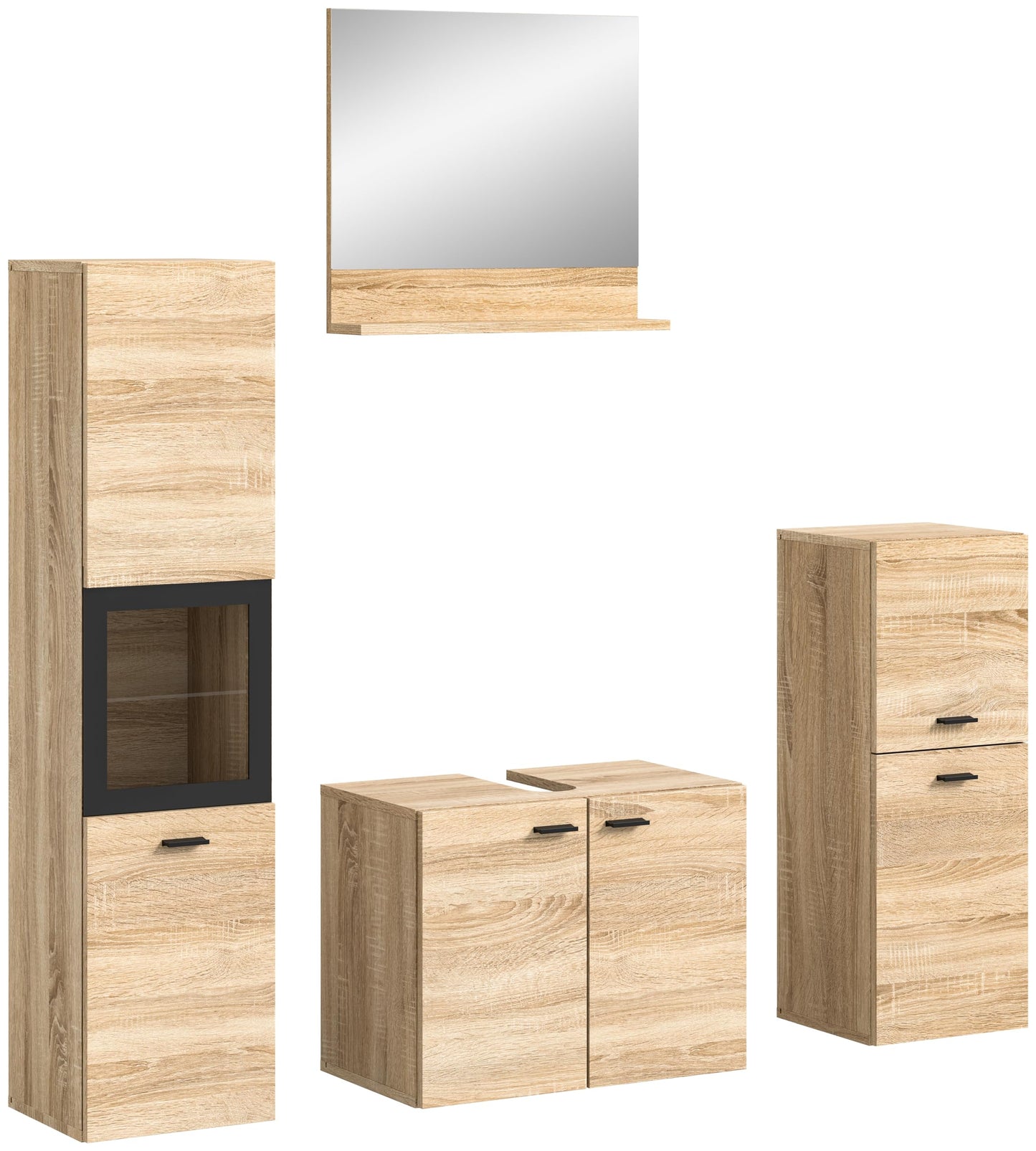 Boston Bathroom Cabinet, Standing Wall Cabinet, Hanging Cabinet, Wall Cabinet, Sonoma Oak Wood, Approx. 30 x 80 x 29 cm, Floor Standing/Hanging Mountable