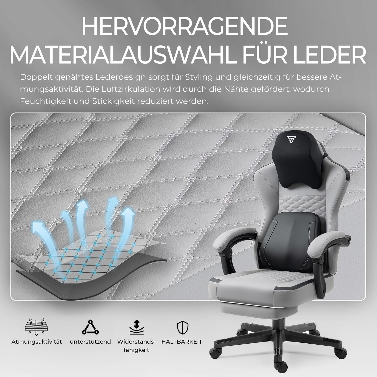 Vigosit Gaming Chair with Heated Massage Lumbar Support, Fabric Gamer Chair with Bag Spring Cushion and Footrest, Horse and High Gamer 150 kg Load Capacity (Pale Pink)