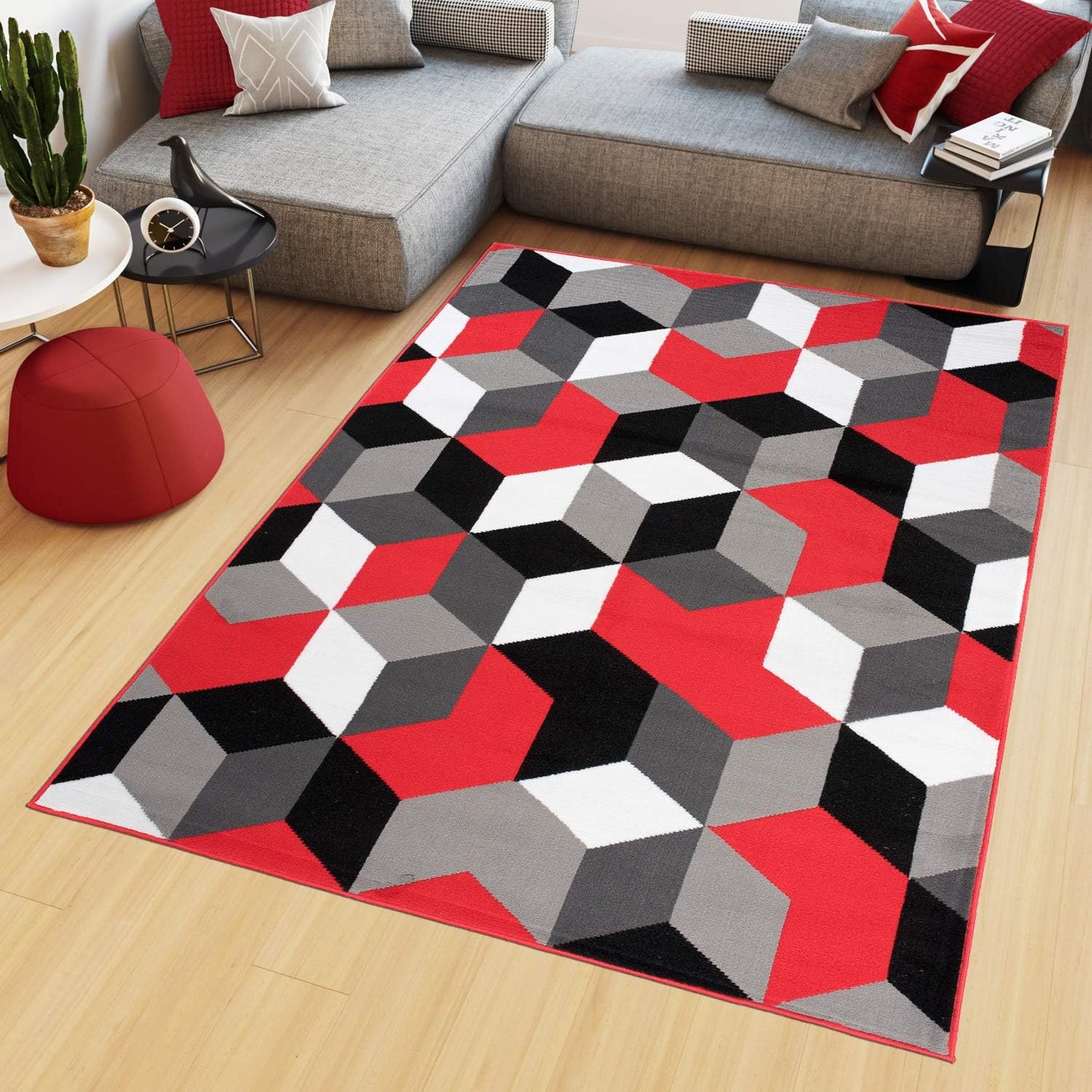 TAPISO Maya Kollektion Teppich Kurzflor Modern Grau Weiß Dunkelgrau Schwarz Blau Meliert Figuren Design Wohnzimmer Schlafzimmer Jugendzimmer ÖKOTEX 120 x 170 cm