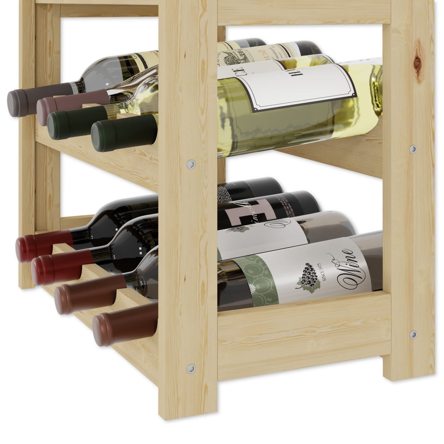 Lenmar, Wooden Wine Rack for Bottles, Natural, RW-1, Wine, Bottle Rack, Cellar Rack, Shelves, Bottle Holder (Natural, RW-1-42, 102 x 63 x 25, Brown, Holds 42 Bottles)
