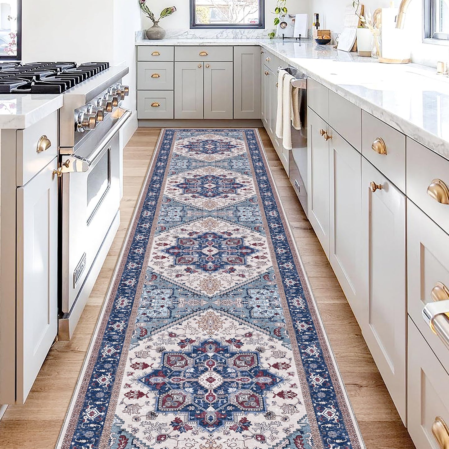 OPPODREAM Soft Area Rugs 4x6, Low-Pile Washable Rugs 4x6 with Non Slip Backing, Faux Cashmere 4 x 6 Throw Carpet, Purple