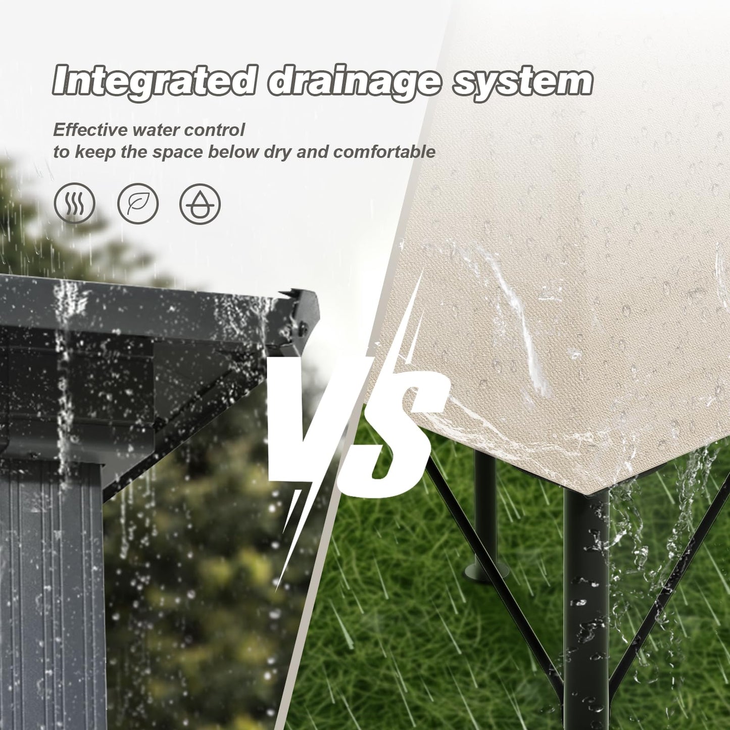 Devoko Garden Gazebo 3 x 3 Waterproof Stable Winterproof Deluxe Gazebo, UV Protection 50+ Double Roof Party Tent, Garden Tent, Patio Gazebo for Festivals, Events, Parties for 4-6 People, Beige